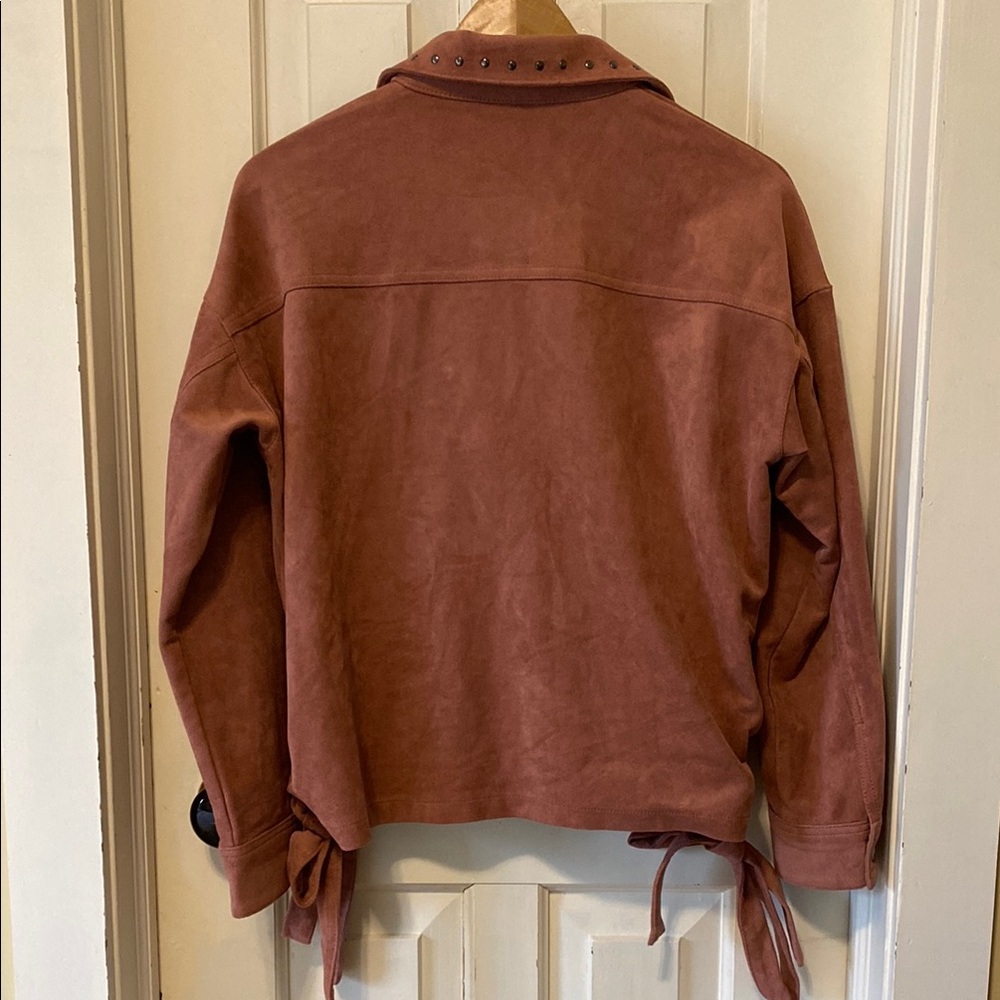 Moussy coral pink  Lace-Up Suede Utility Jacket - Picture 7 of 12